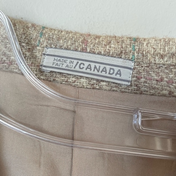 Vintage Harris Tweed Wool Blazer Jacket Size 40 Beige Pastel Pinstripes 70s 80s - Picture 8 of 9